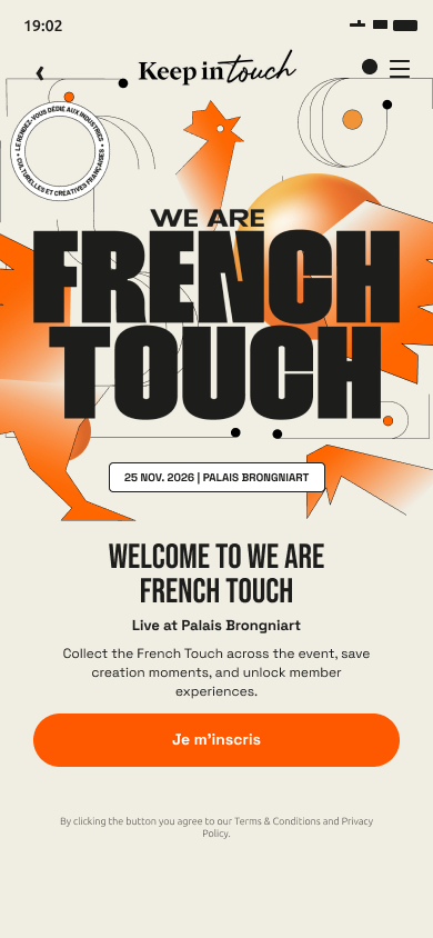 Écran de bienvenue du parcours French Touch